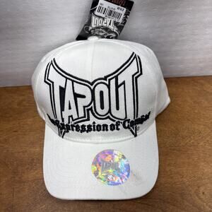 NWT Tapout Hat Cap An Expression Of Combat Size L/XL White Black Embroidered UFC